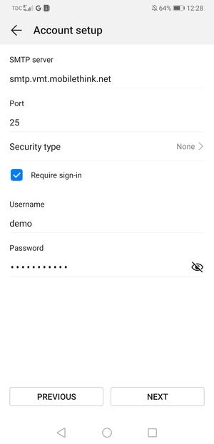 Enter Outgoing server address