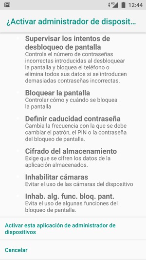 Desplácese hacia abajo y seleccione Activar esta aplicación de administración de dispositivos