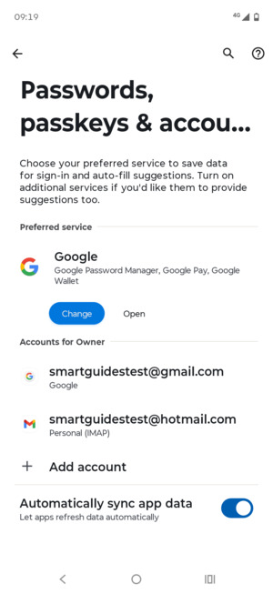 Select your Google account