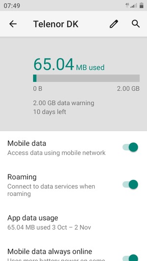 Turn Roaming on or off