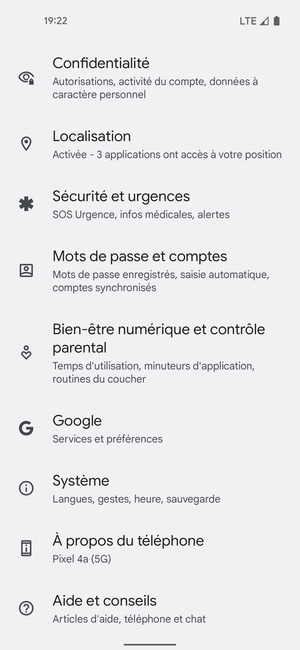 Faites défiler et sélectionnez Système
