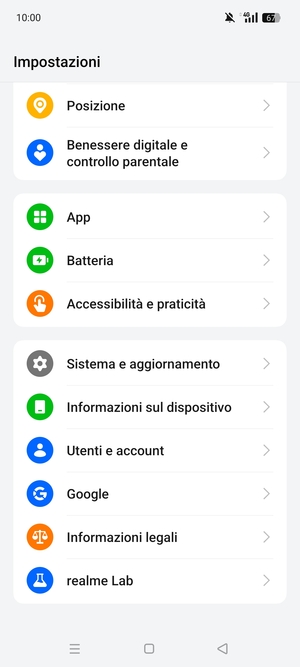 Scorri e seleziona Sistema e aggiomamento