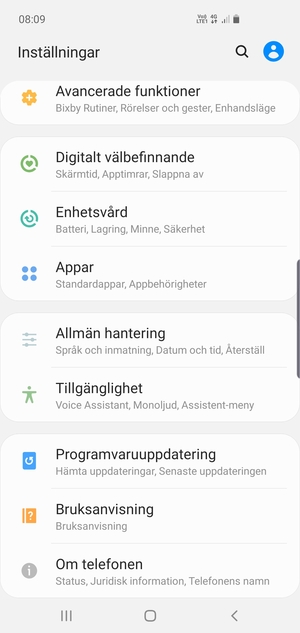Scrolla till och välj Programvaruuppdatering