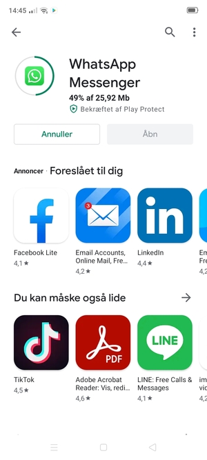 Afvent at installeringen er afsluttet