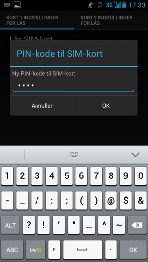 Indtast din Nye PIN-kode til SIM-kort og vælg OK