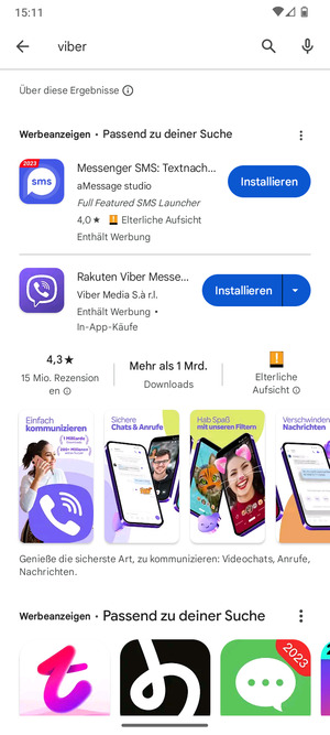 Wählen Sie die App