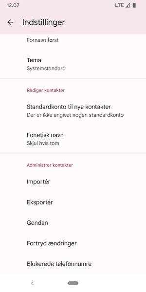 Scroll til og vælg Importér