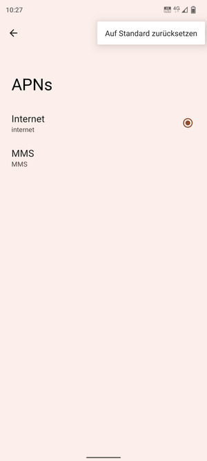 Wählen Sie Auf Standard zurücksetzen