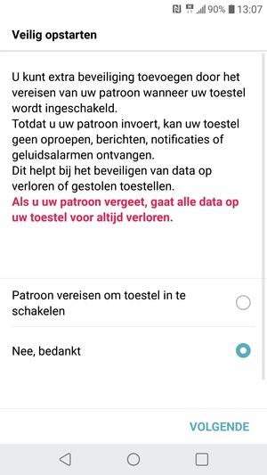 Selecteer uw voorkeursoptie en selecteer VOLGENDE