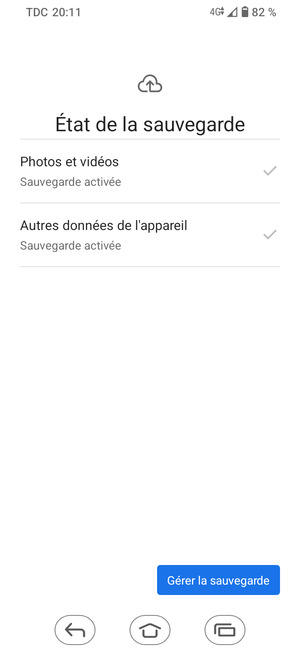 Sélectionnez Gérer la sauvegarde
