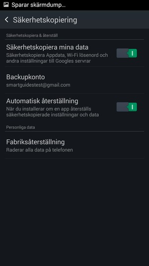Välj Backupkonto
