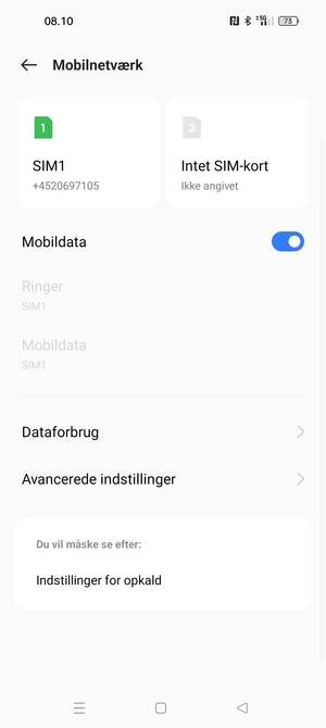 Vælg SIM1 eller SIM2