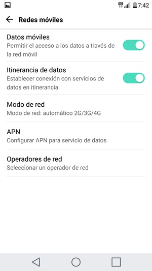 Activar o desactivar Itinerancia de datos
