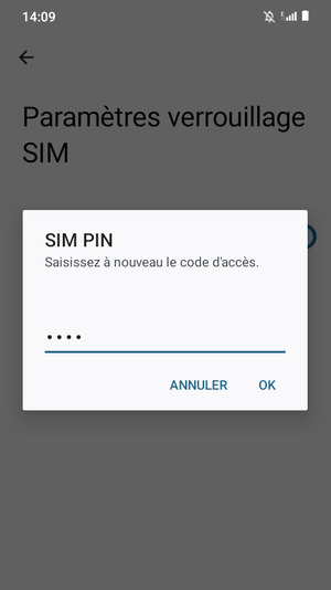 Veuillez confirmer votre nouveau code PIN de la carte SIM et sélectionner OK