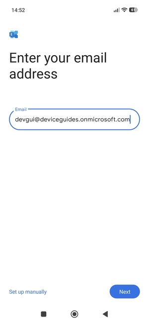Enter your Email address and select Set up manually