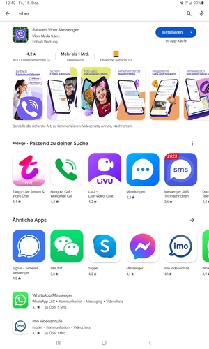 Wählen Sie die App