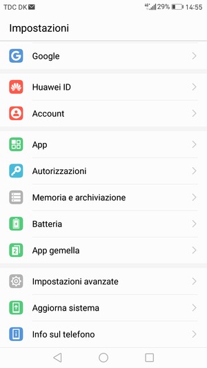 Scorri e seleziona Impostazioni avanzate
