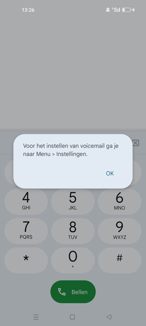 Als uw voicemail niet geïnstalleerd is, selecteert u OK