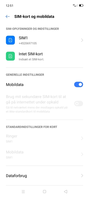 Vælg SIM1 eller SIM2