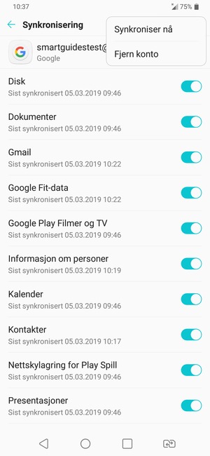 Velg Synkroniser nå