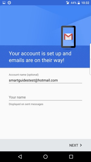 Give your account a name and enter your name. Select NEXT