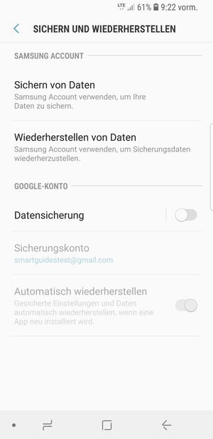 Schalten Sie Datensicherung ein