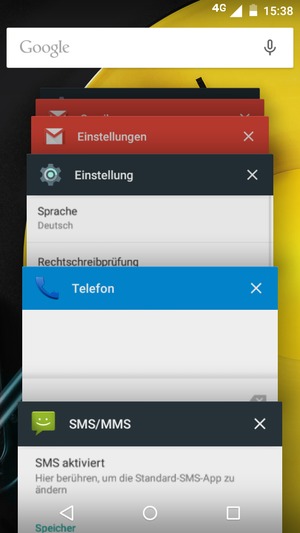 Apps nach rechts streifen, um sie zu schliessen