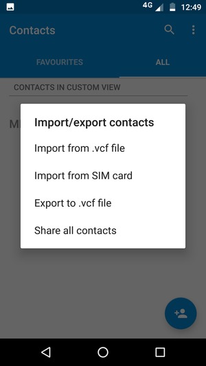 Select Import from SIM card