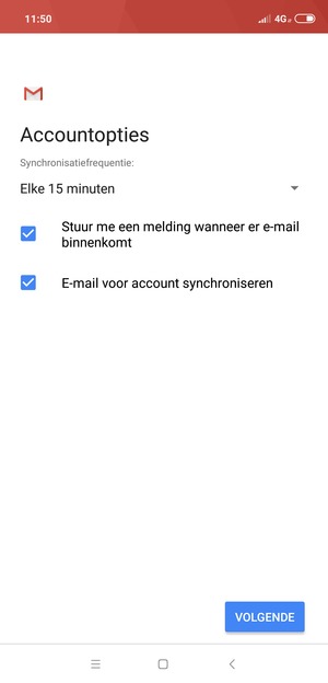 Selecteer VOLGENDE