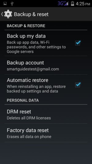 Select Backup account