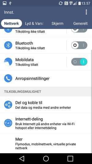 Velg Nettverk og Mer