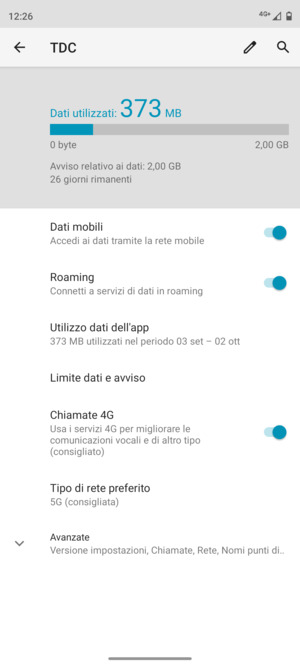 Attiva o disattiva Roaming