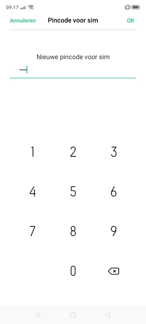 Voer uw Nieuwe pincode voor sim in en selecteer OK