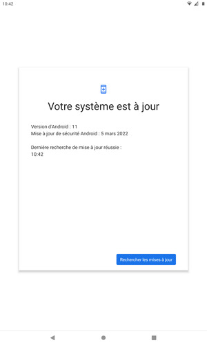 Si votre tablette est à jour, vous verrez l'écran suivant
