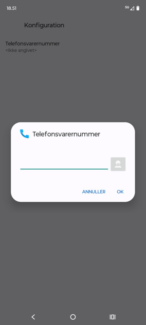 Indtast Telefonsvarernummer og vælg OK