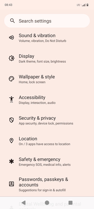 Scroll to and select Security & privacy