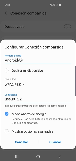 Introduzca una contraseña de al menos 8 caracteres y seleccione Guardar