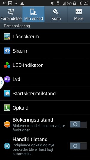 Vælg Min enhed og Låseskærm