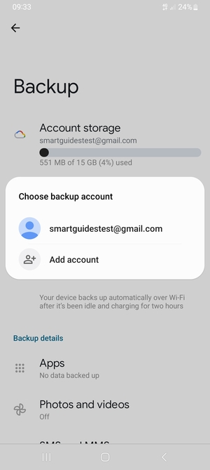 Select your backup account