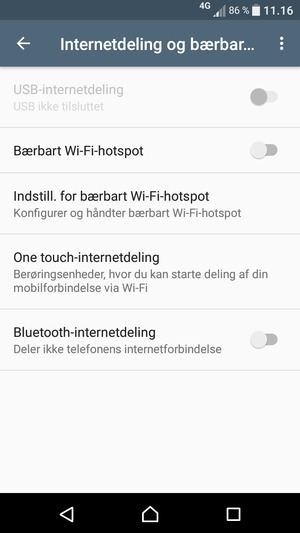 Vælg Indstill. for bærbart Wi-Fi-hotspot