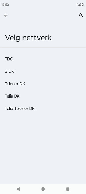 Velg en nettverksoperatør fra listen
