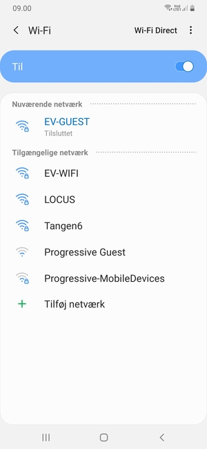 Du er nu tilsluttet Wi-Fi netværket