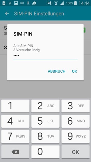 Geben Sie Ihre Alte SIM-PIN ein und wählen Sie OK