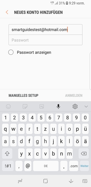 Geben Sie Ihre Hotmail Adresse ein und wählen Sie Weiter