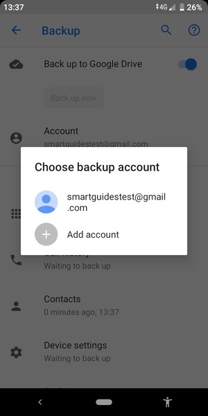 Select your backup account
