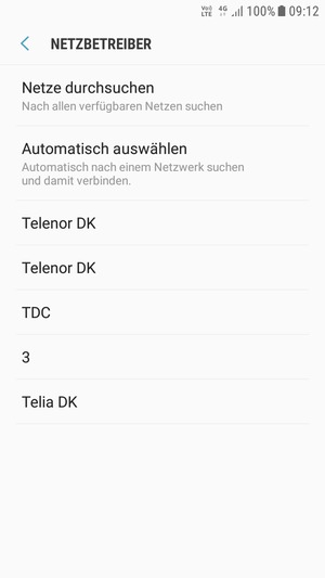 Wählen Sie einen Netzbetreiber von der Liste