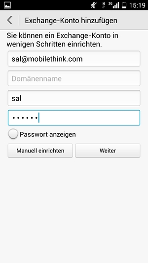 Geben Sie Ihre E-Mail-Adresse, Ihre Benutzername und Ihr Passwort ein. Wählen Sie Weiter