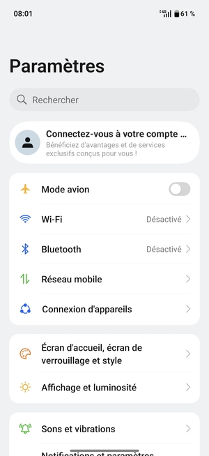 Sélectionnez Réseau mobile