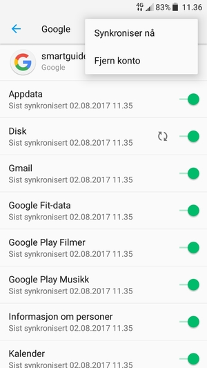 Velg Synkroniser nå