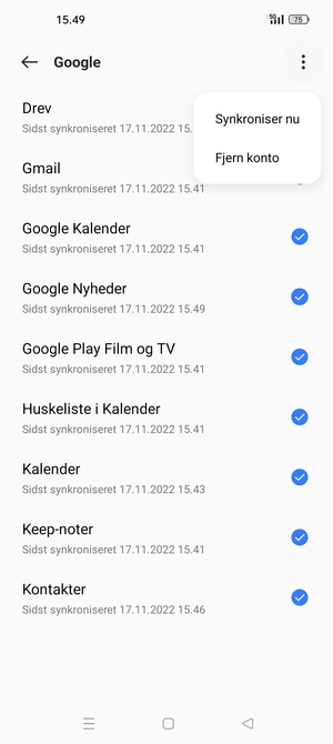 Vælg Synkroniser nu
